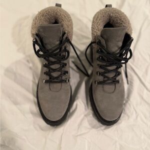 M.Gemi Boots Womens Sz 9 EU 40 Gray Suede Shearling Hiking Lug Sole Made Italy